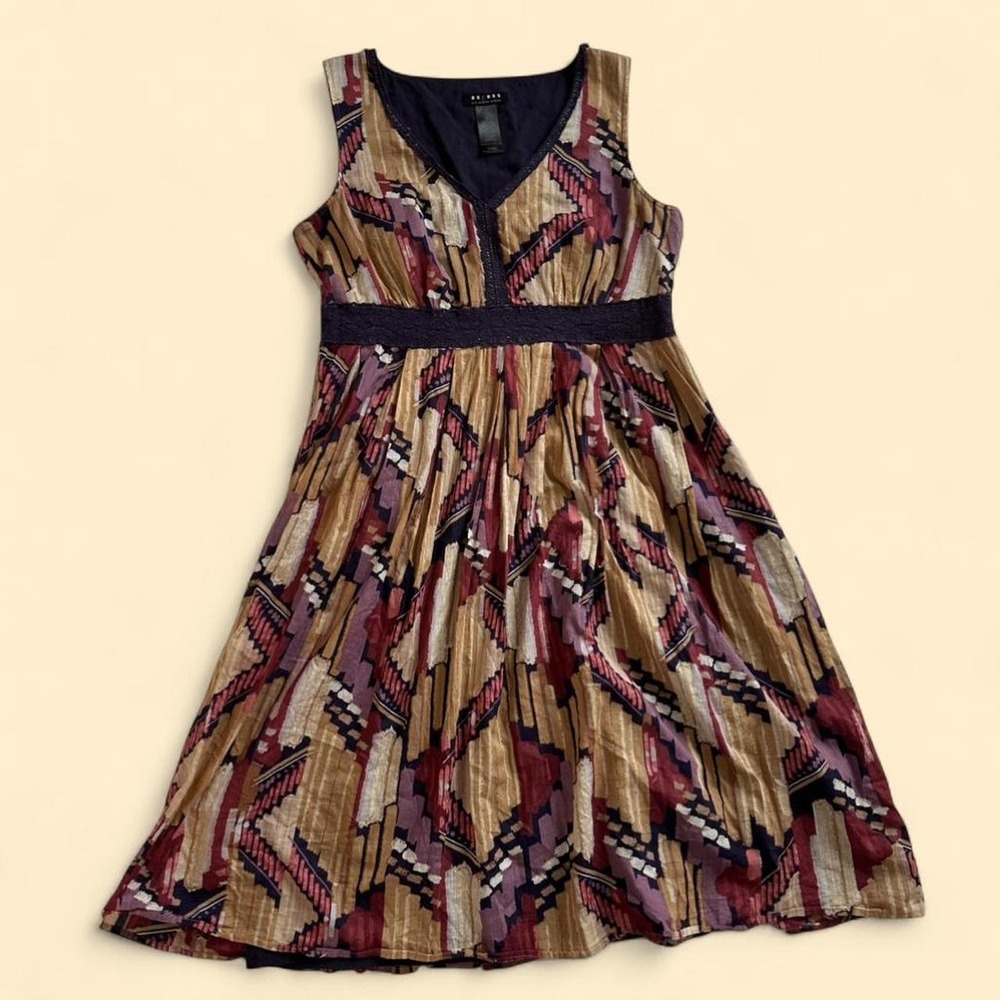 Vintage y2k cotton dress boho eclectic artsy neutrals earthy geometric lace